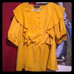 Ruffle Peplum Blouse with Bib